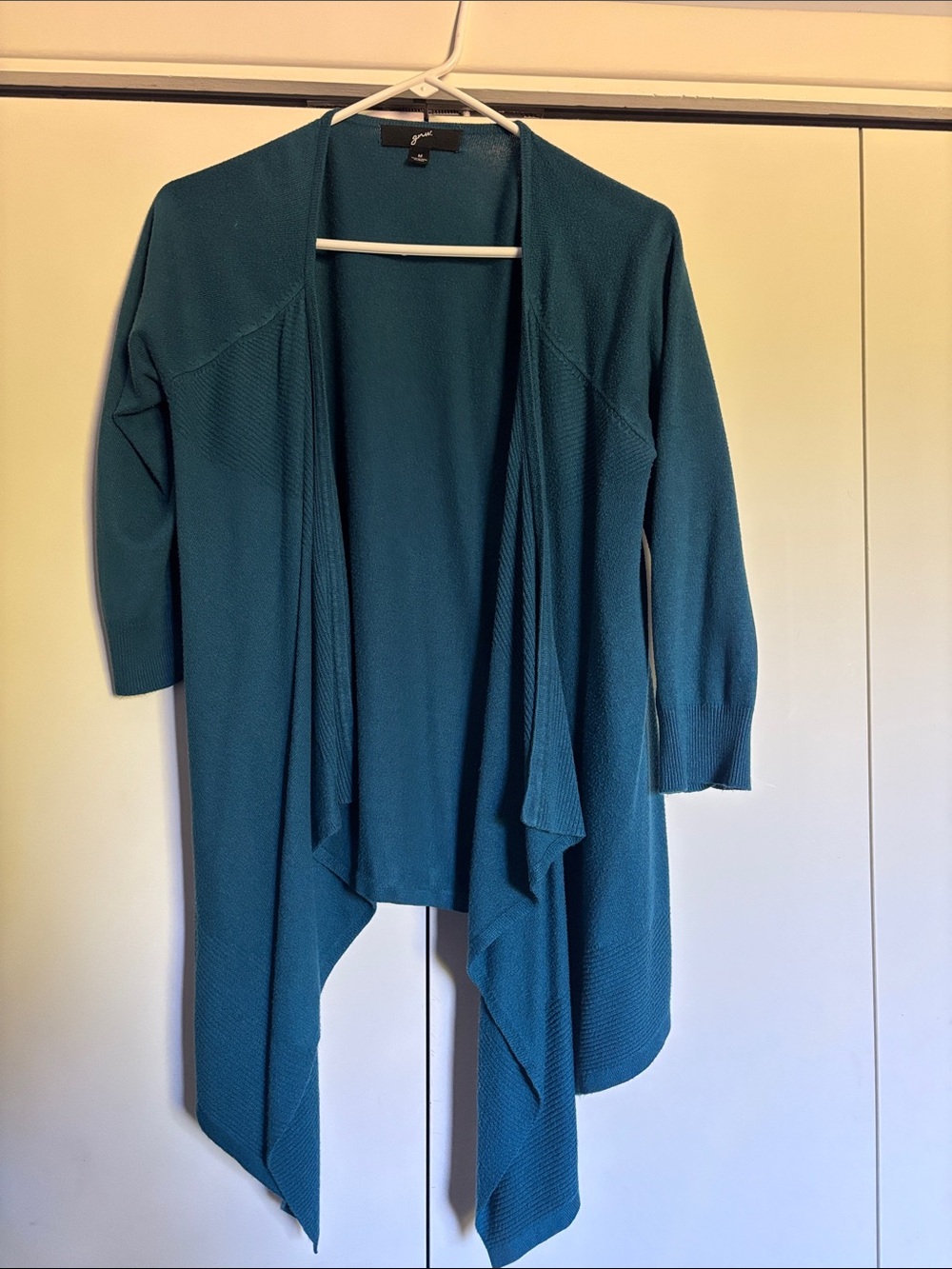 GNW Teal Open-Front Draped Cardigan